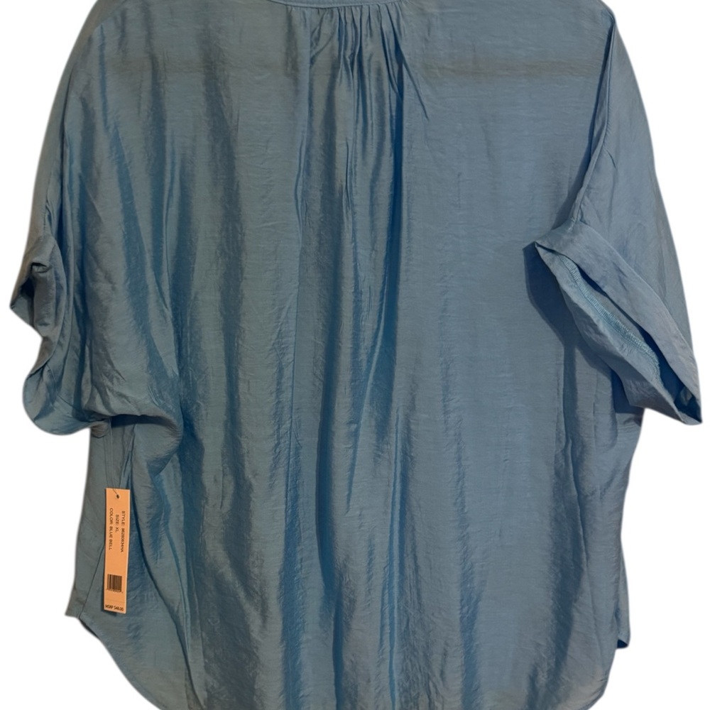 NWT  Blue Dolman Sleeve Blouse with Mandarin Collar XLARG   #W - Picture 5 of 10